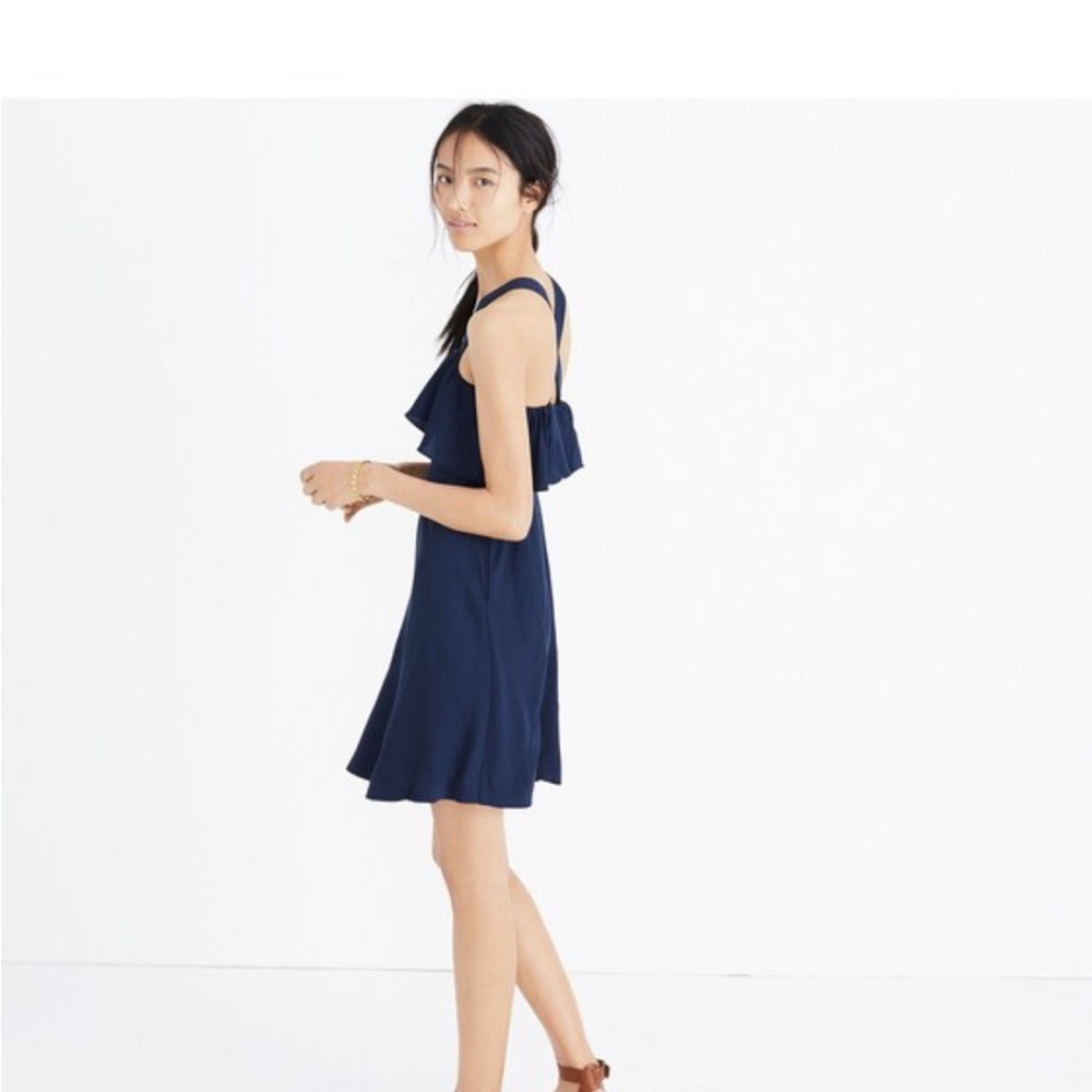 Madewell Navy Ruffle Mini Dress - Picture 3 of 7
